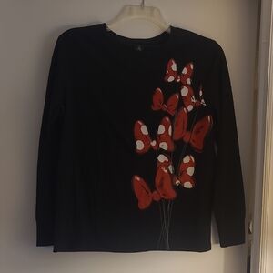 Black Long Sleeve Top with Red Bu Design